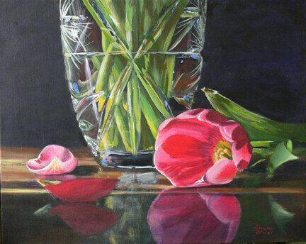 Reflections of Pink and Green--Sold